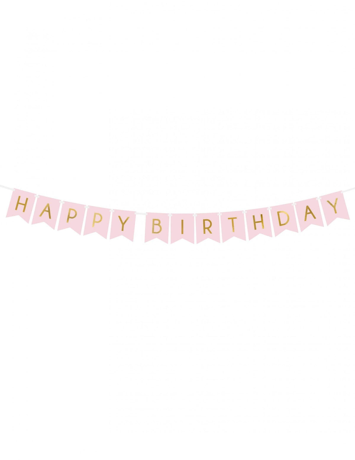 Ghirlandă din carton Happy Birthday pentru aniversare roz și aurie