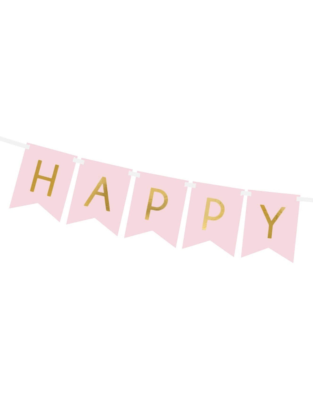 Detaliu al cuvântului HAPPY de pe ghirlanda din carton Happy Birthday