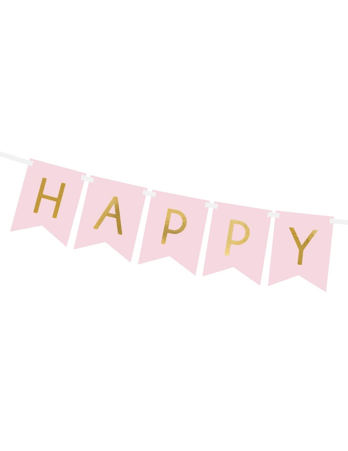 Detaliu al cuvântului HAPPY de pe ghirlanda din carton Happy Birthday