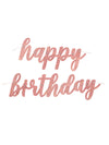 Guirlande en carton happy birthday pour anniversaire rose gold pailletée