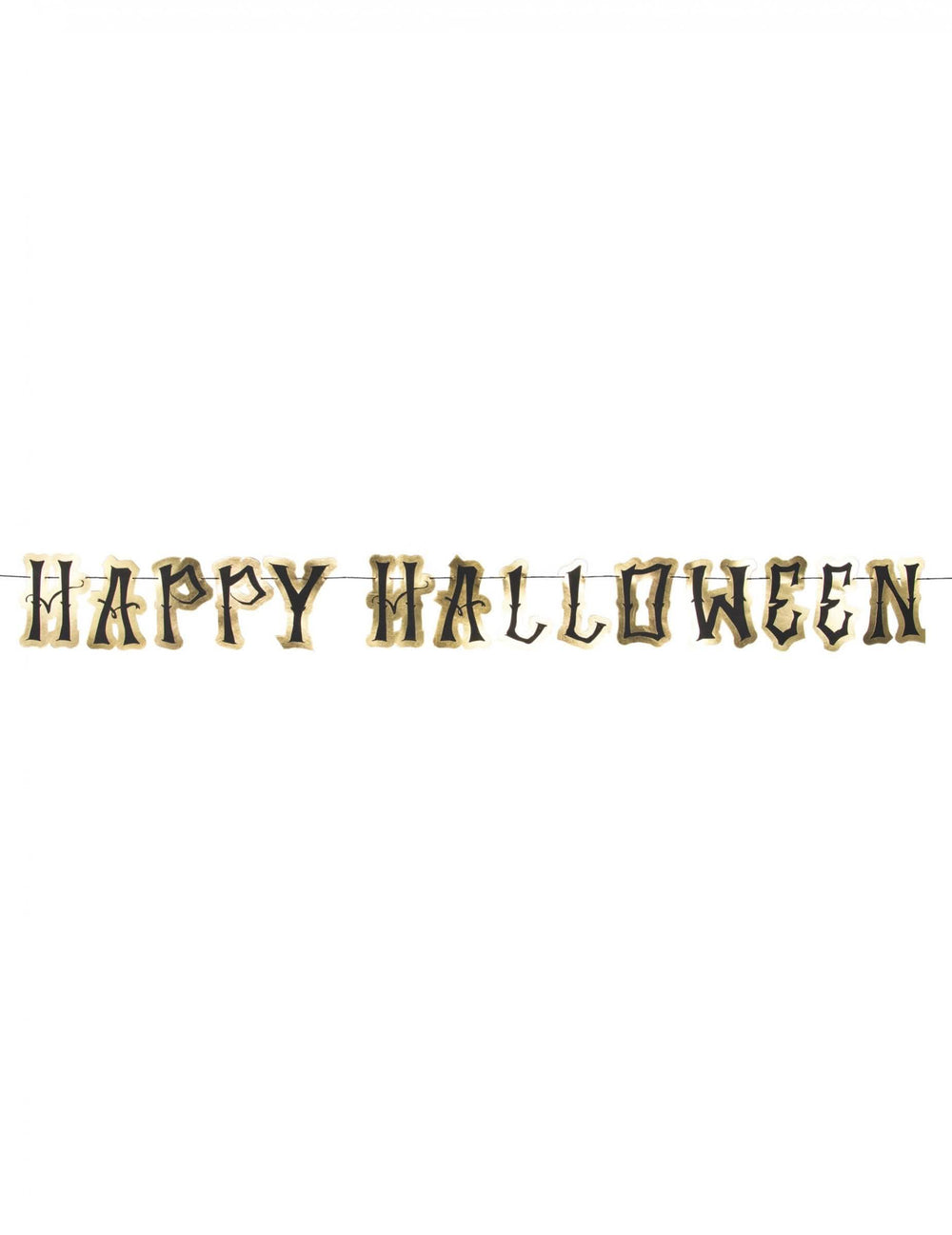 Ghirlandă din carton happy halloween pentru petrecere neagră și auriu cu litere