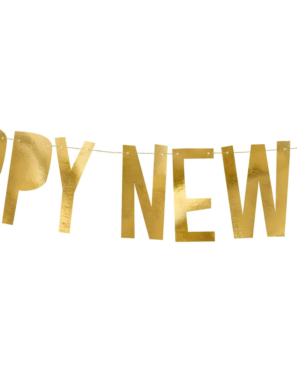 Prim-plan asupra literelor ghirlandei din carton Happy New Year