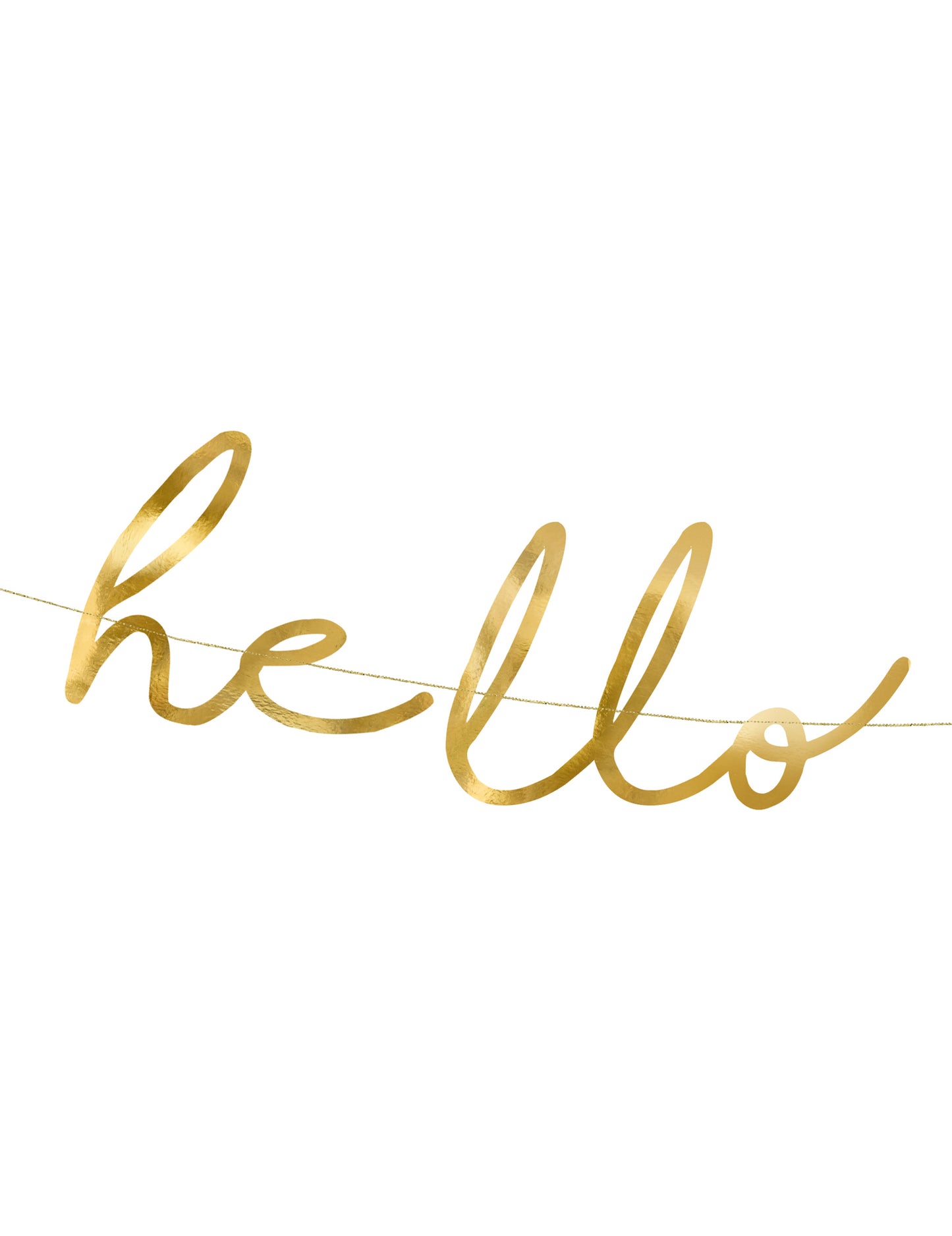 Ghirlandă din carton auriu metalizat „Hello Baby”, 18 x 70 cm cm pentru petrecerea de baby shower