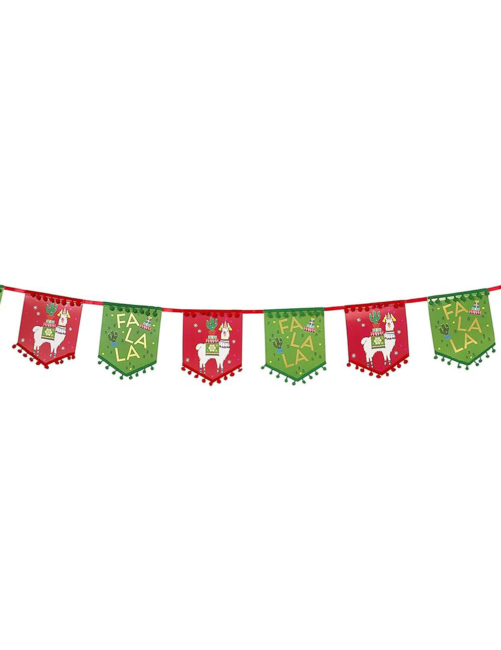 Guirlande à fanions lama de Noël pour décoration rouge et verte