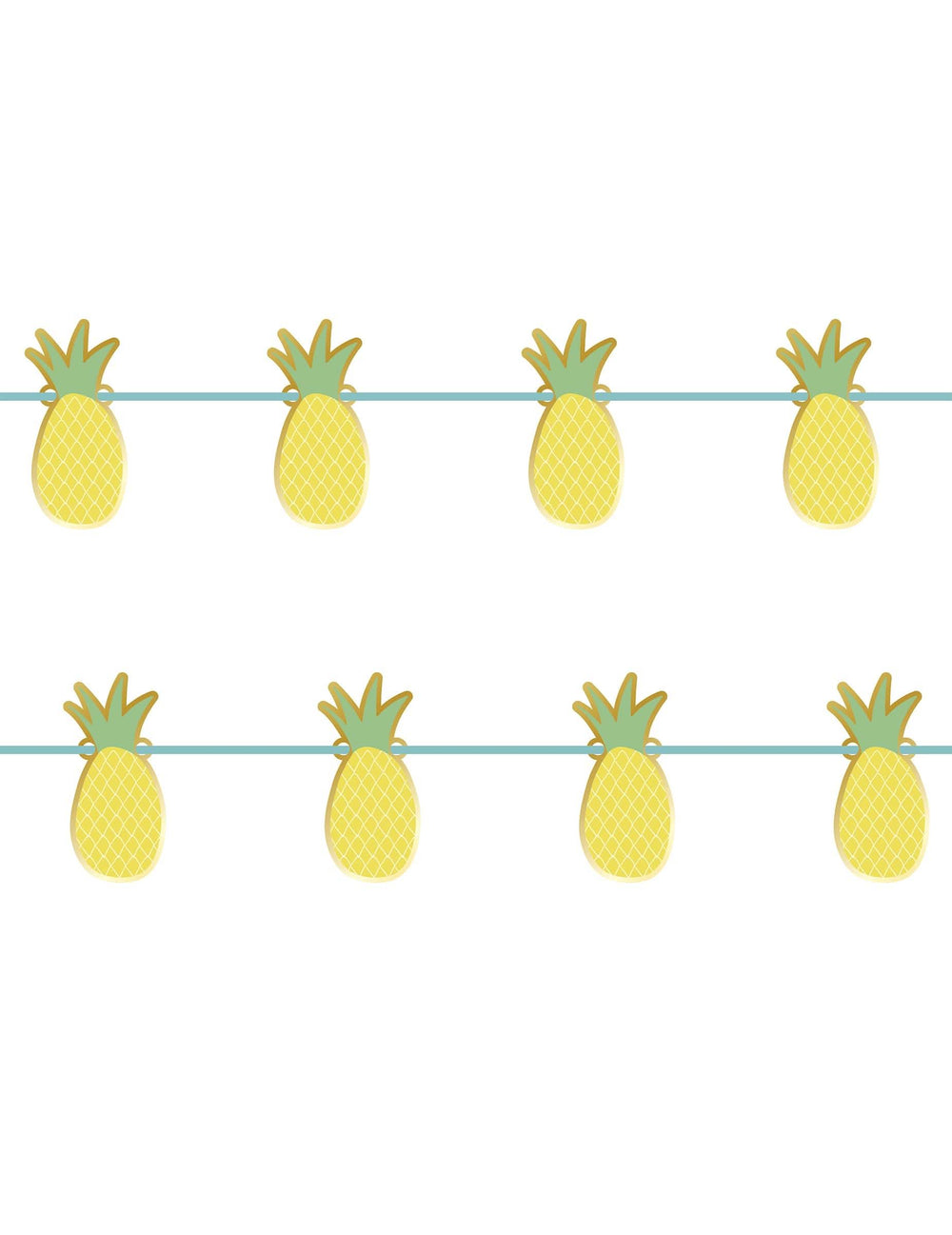 Ghirlandă din carton metalizat ananas pentru decor de vară galben și verde