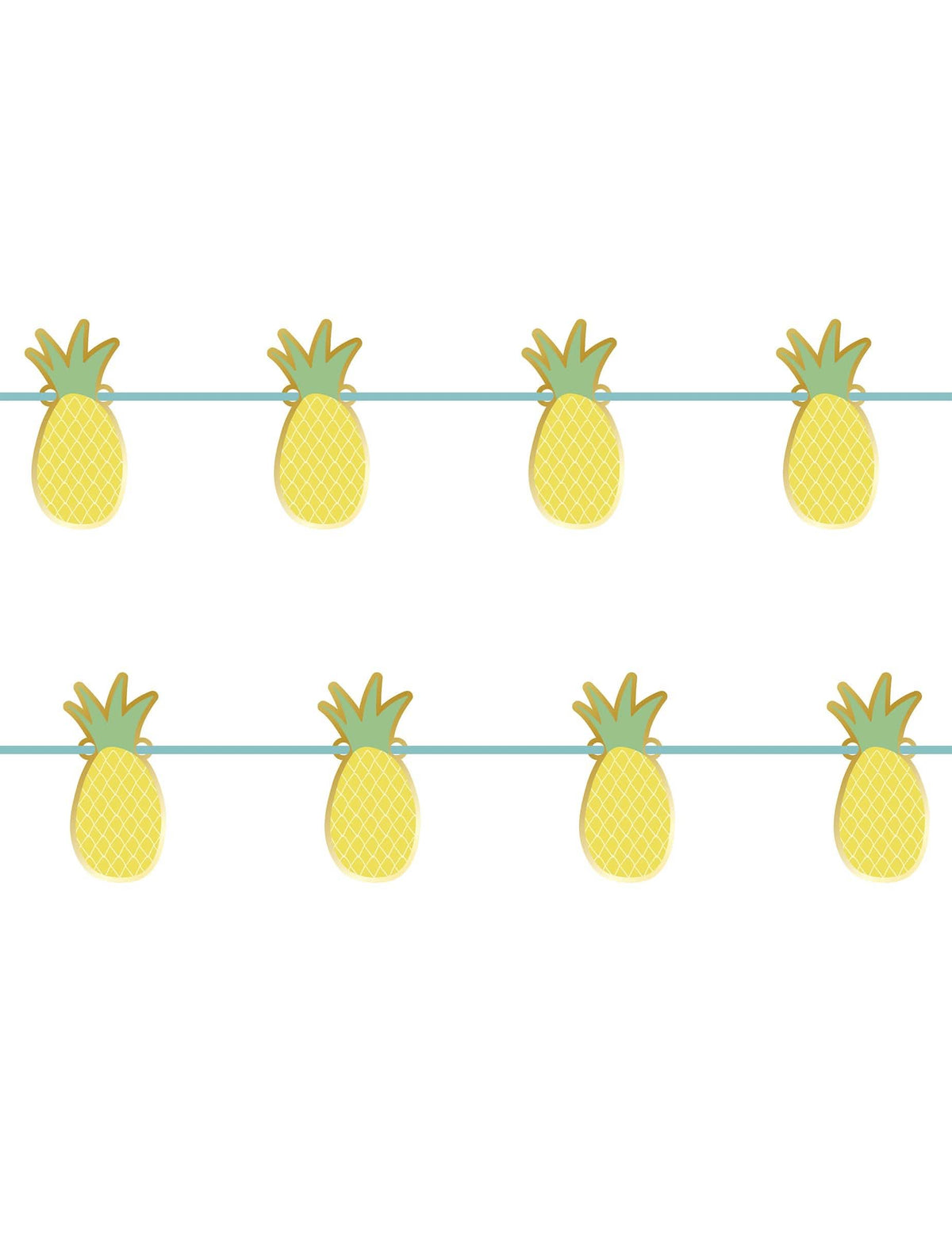 Ghirlandă din carton metalizat ananas pentru decor de vară galben și verde