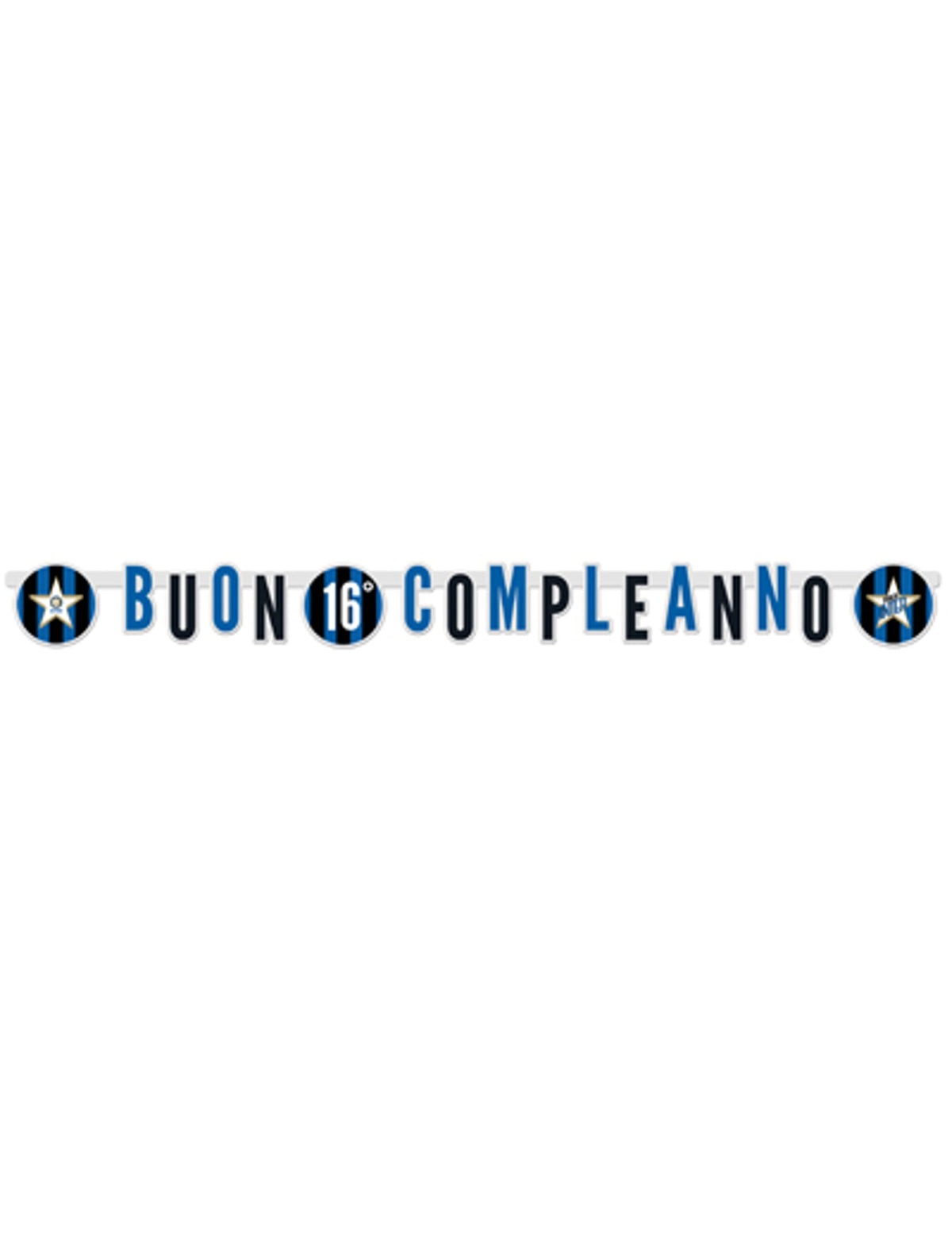 Guirlande en carton personnalisable Buon Compleanno Inter pour anniversaire bleu et noir