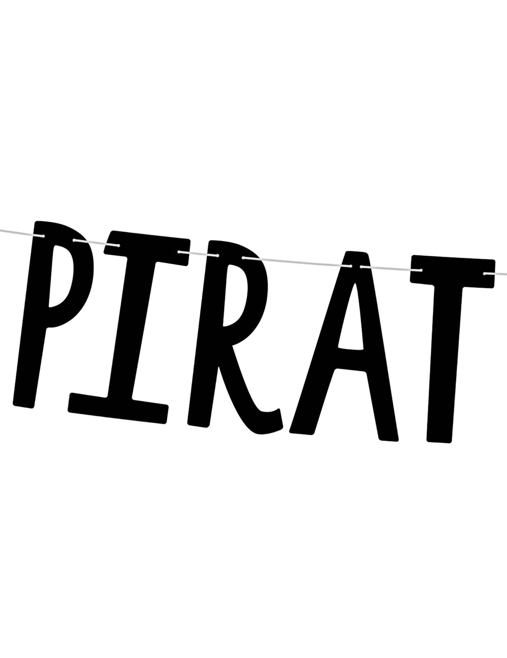 Detaliu al literelor negre ale ghirlandei din carton pirați Party