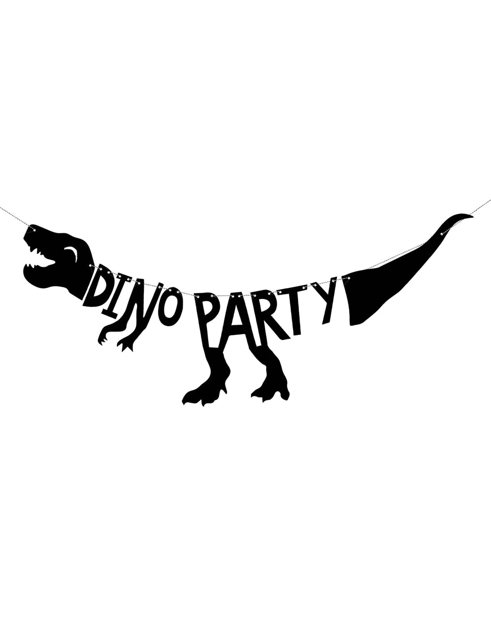 Girlandă din carton cu schelet de dinozaur pentru petrecere neagră, siluetă de dinozaur