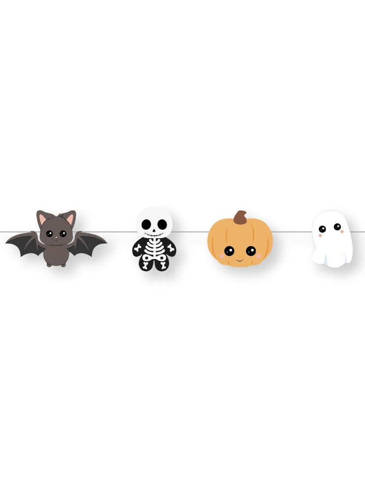 Guirlande en carton sweety halloween pour fête multicolore avec citrouilles et fantômes