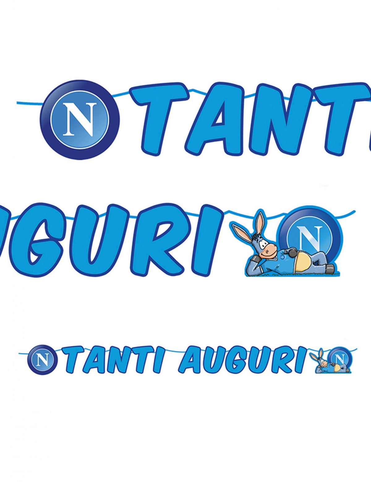 Guirlande en carton Tanti Auguri Napoli bleue
