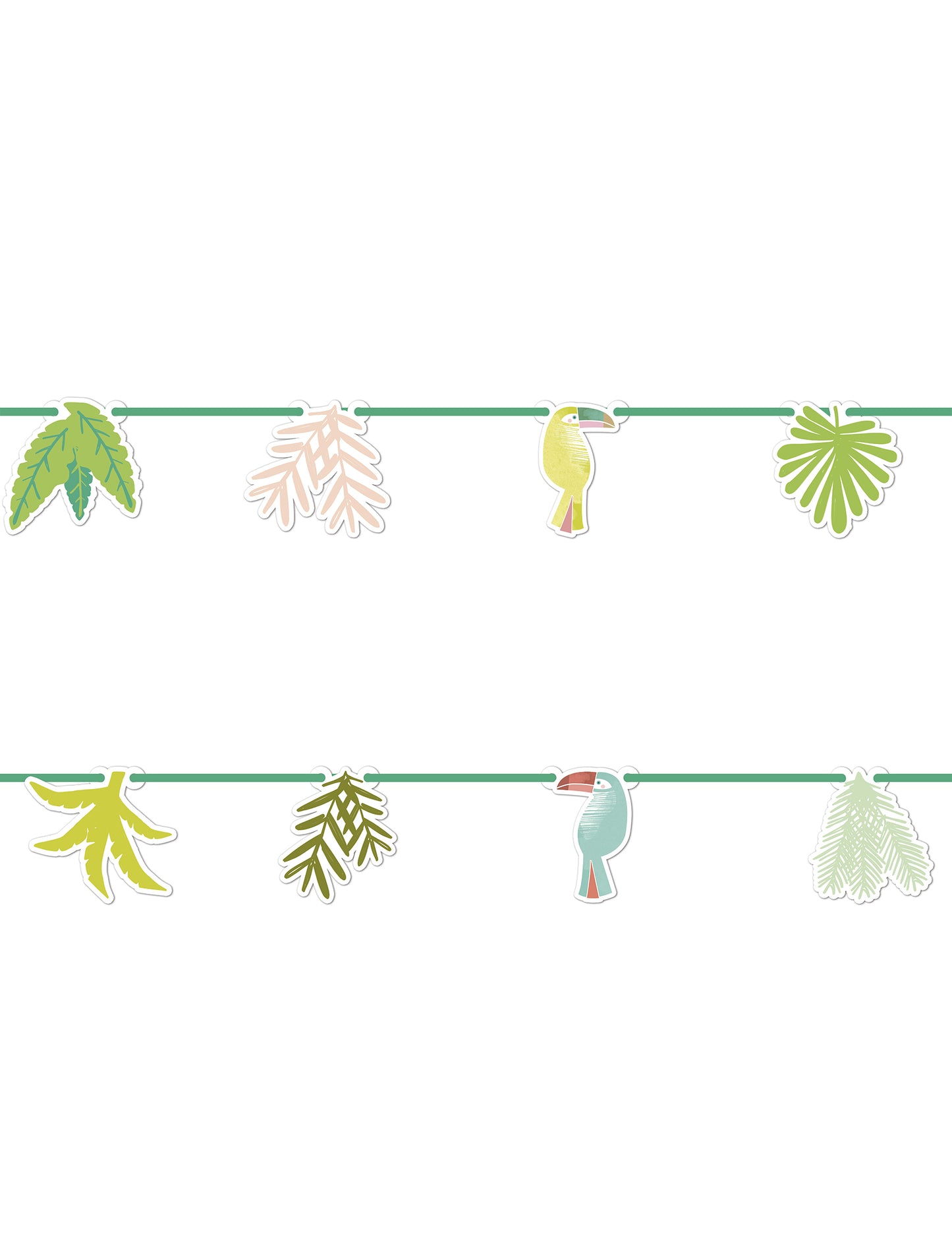 Ghirlandă din carton cu tucan tropical, frunze de junglă de 2 m