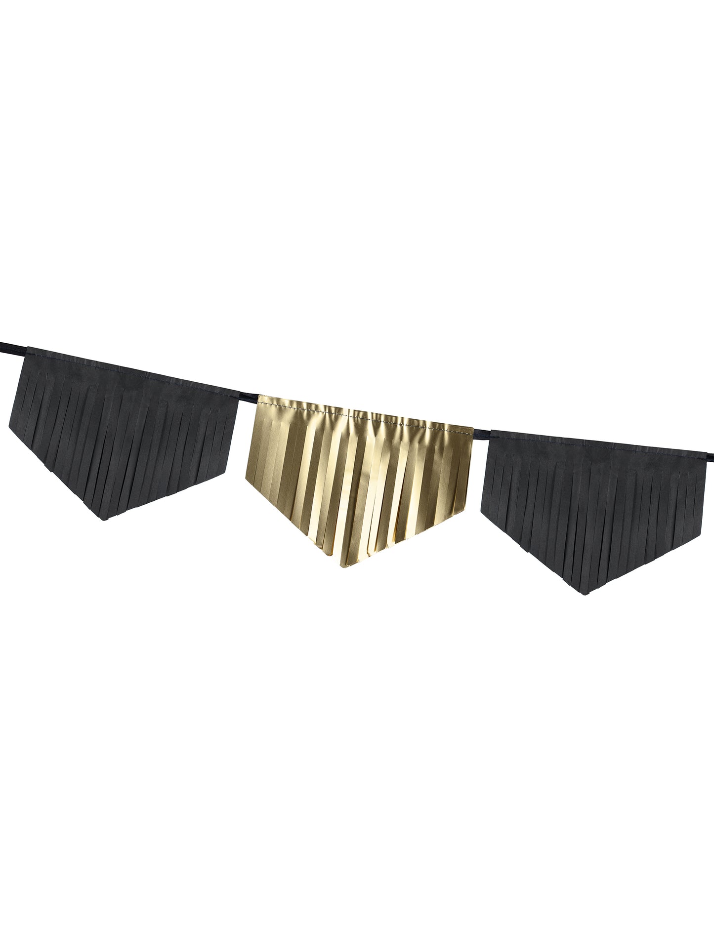 Garland de hârtie cu franjuri negre și aurii 3 m