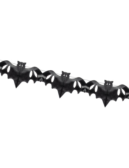Ghirlandă de Halloween din hârtie neagră cu lilieci de 4 m