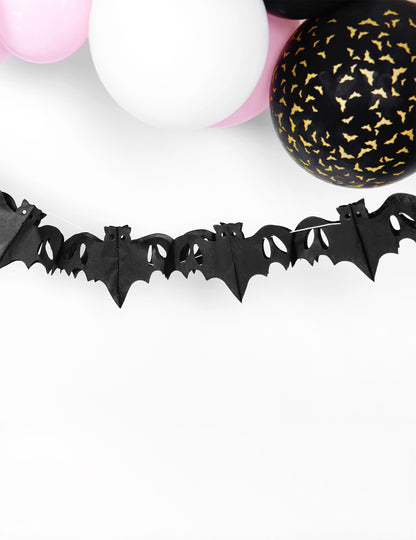 Ghirlandă de Halloween din hârtie neagră cu lilieci de 4 m