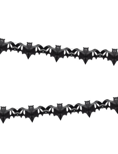 Ghirlandă de Halloween din hârtie neagră cu lilieci de 4 m