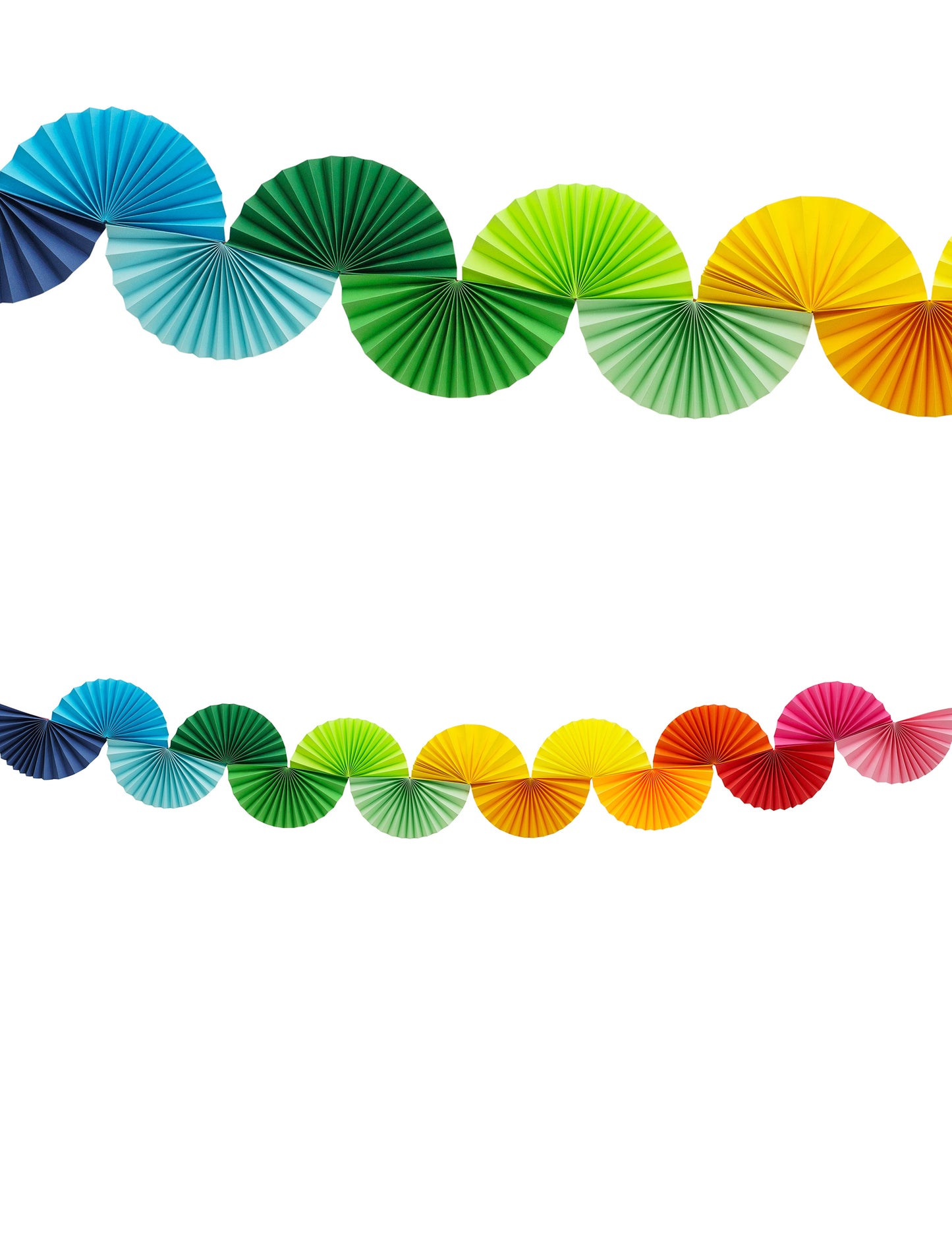 Guirlande en papier éventails arc-en-ciel 2,5 m