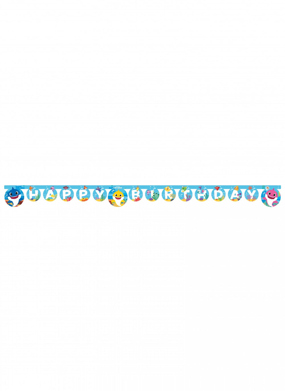 Vue d'ensemble de la guirlande en papier Happy Birthday Baby Shark