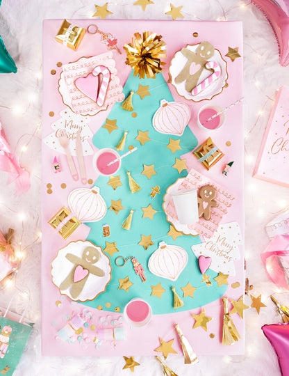 Ghirlandă de hârtie cu ciucuri aurii și stea de asamblat