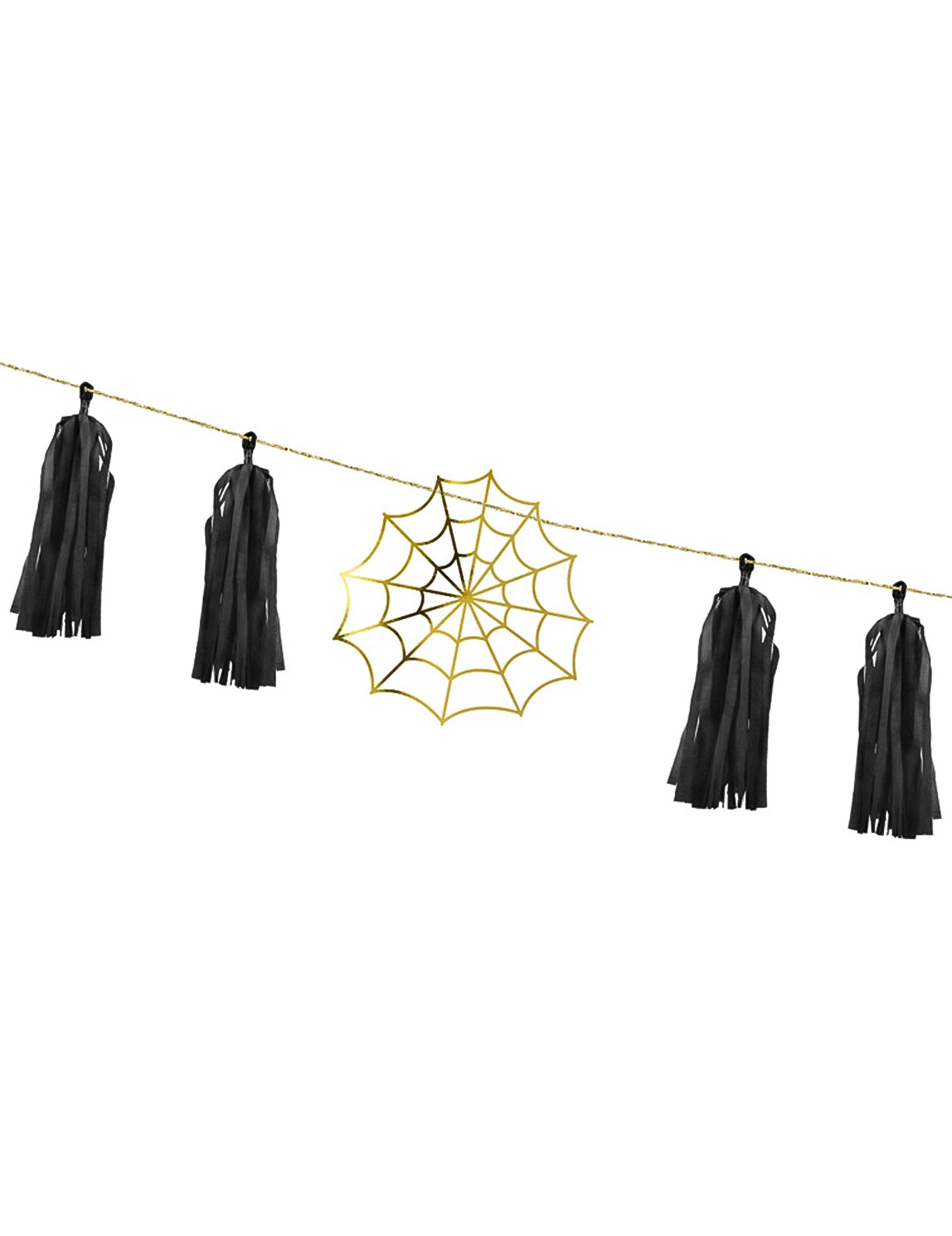 Ghirlandă de hârtie cu ciucuri aurii, 1,75 m (necesită asamblare)