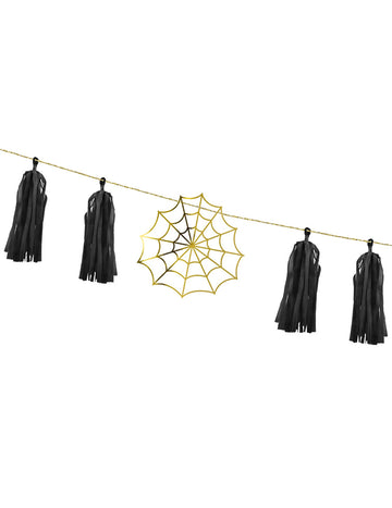 Ghirlandă de hârtie cu ciucuri aurii, 1,75 m (necesită asamblare)