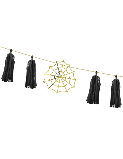 Ghirlandă de hârtie cu ciucuri aurii, 1,75 m (necesită asamblare)