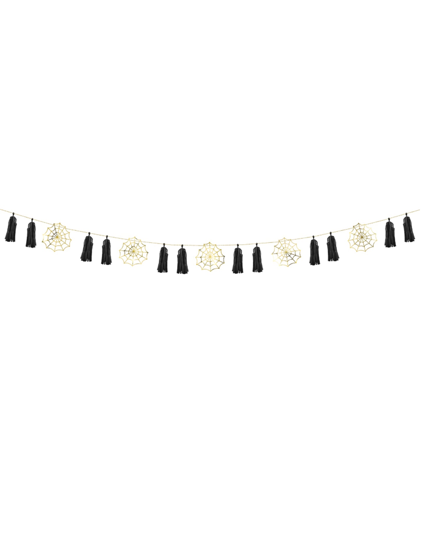 Ghirlandă de hârtie cu ciucuri aurii, 1,75 m (necesită asamblare)