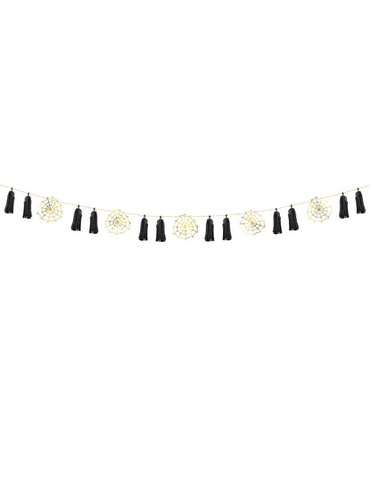 Ghirlandă de hârtie cu ciucuri aurii, 1,75 m (necesită asamblare)