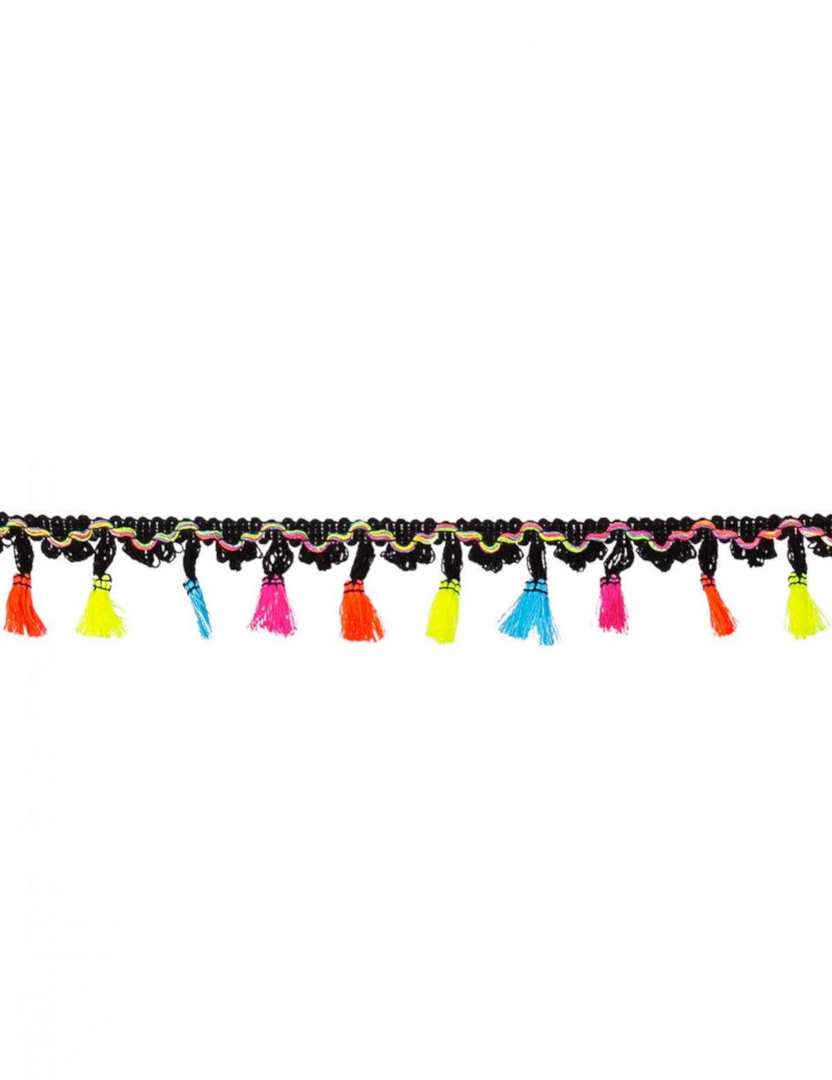 Ghirlandă mexicană din poliester cu pampoane multicolor și neagră