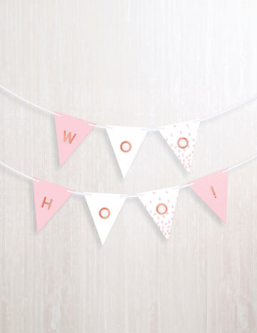 Gherghef personalizabil din hârtie auriu-roz, 4,5 m, cu autocolante