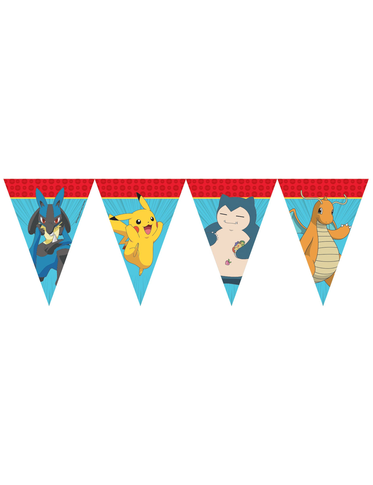Guirlande fanion Pokémon Next Generation pour enfant bleue et rouge avec Pikachu et Lucario