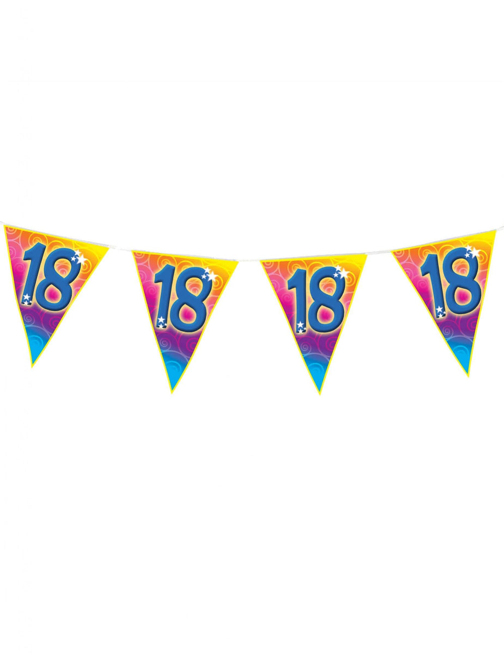 Ghirlandă cu fanioane 18 ani pentru aniversare multicolor degradé