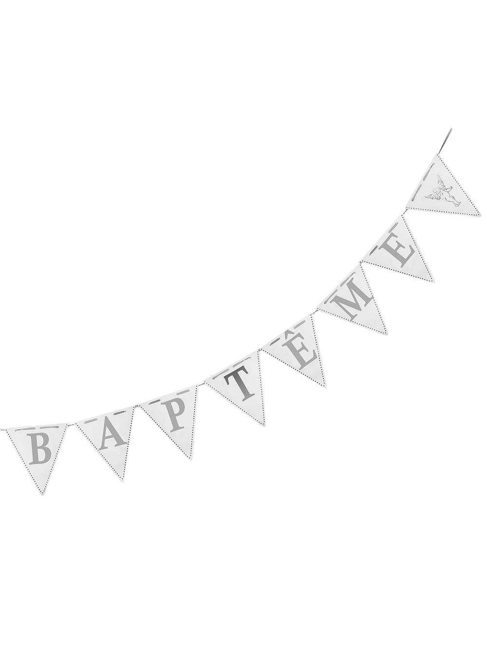 Guirlande fanions baptême blanc et argent