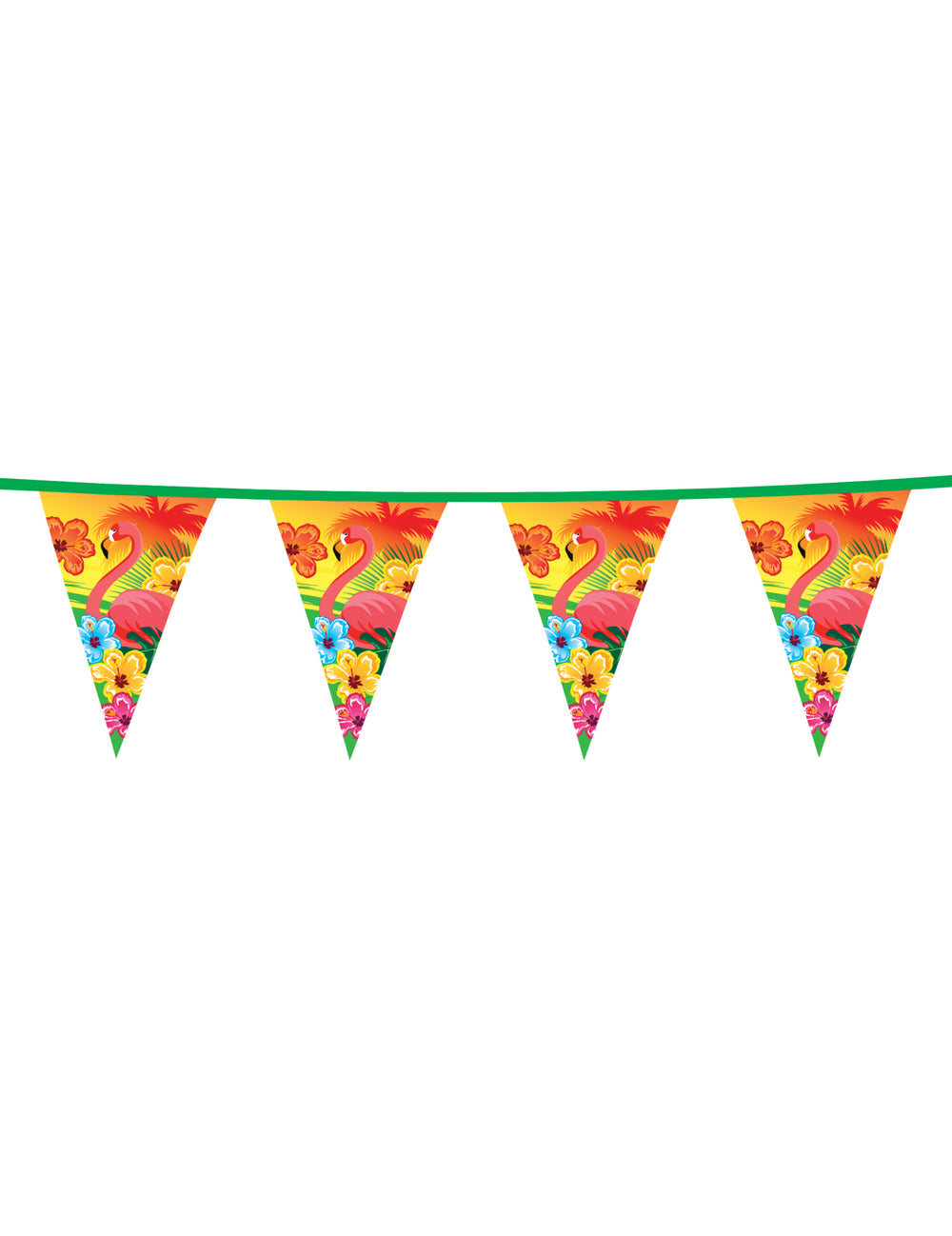 Guirlande fanions Hawaï flamant rose pour fête multicolore aux motifs tropicaux