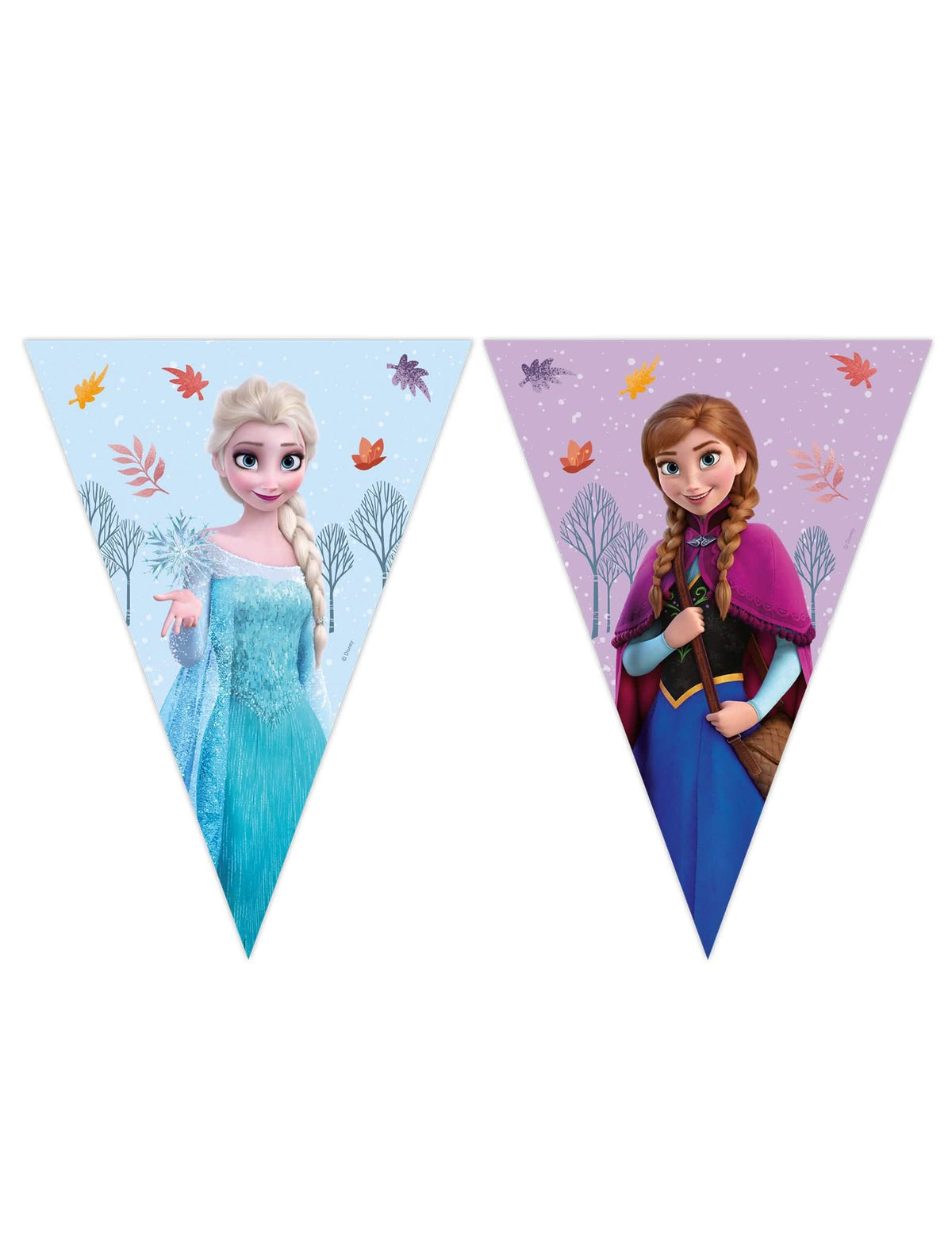 Ghirlandă cu fanioane Regatul de Gheață Frozen Idyllic Wonder pentru copil albastru și mov cu Elsa și Anna