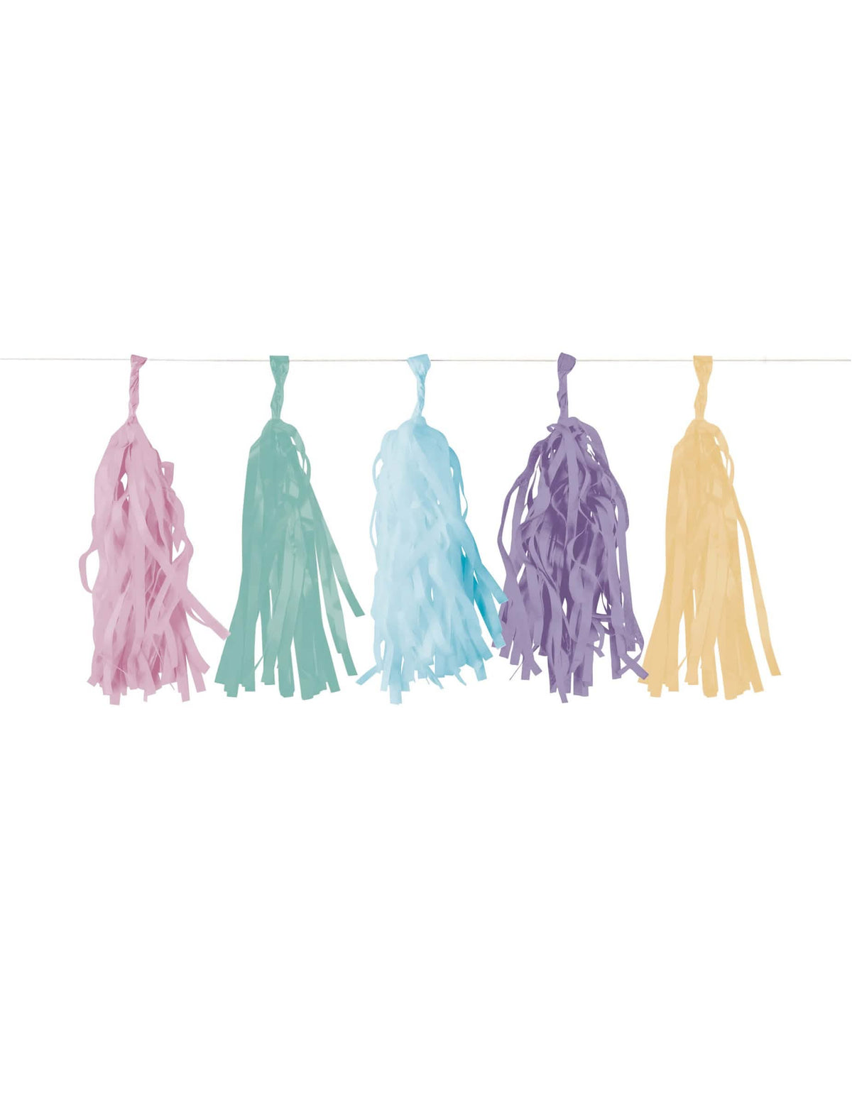 Ghirlandă cu pampoane Happy Birthday pentru petrecere pastel multicolor