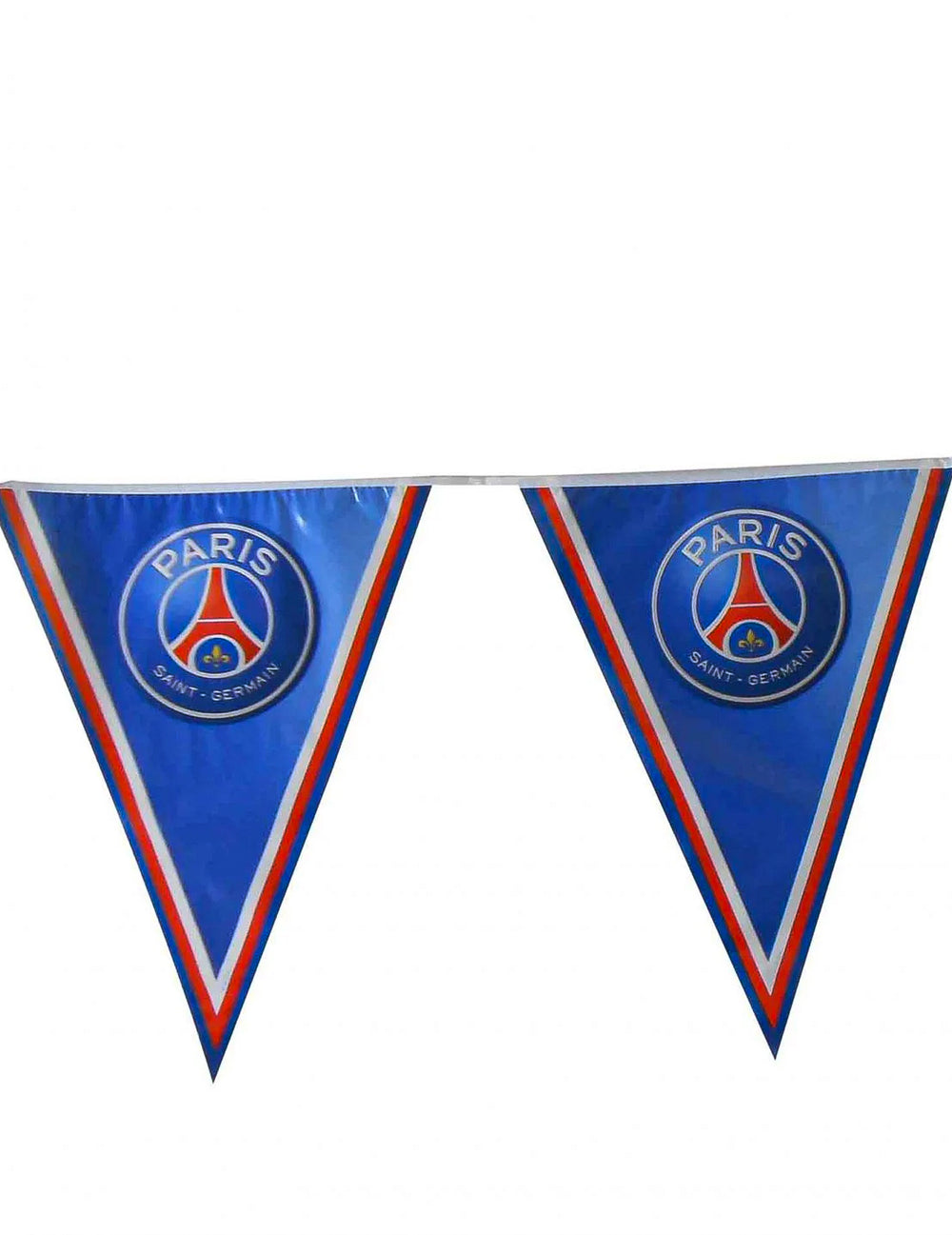 Gros plan sur les fanions de la guirlande fanions PSG