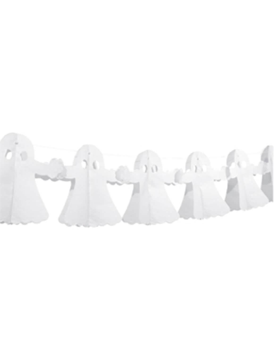 Ghirlandă de hârtie fantomă pentru halloween albă