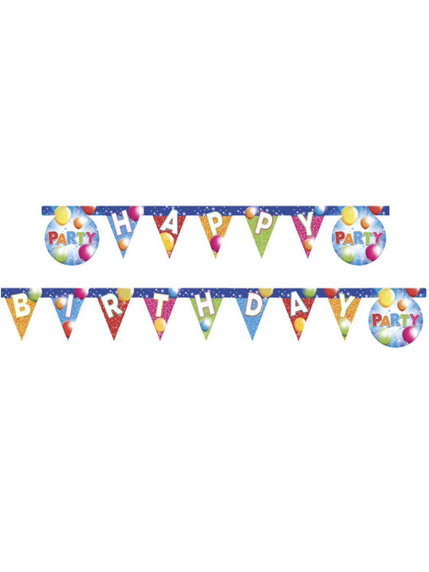 Ghirlandă de petrecere fabuloasă de 2 m cu fanioane și textură „La mulți ani”