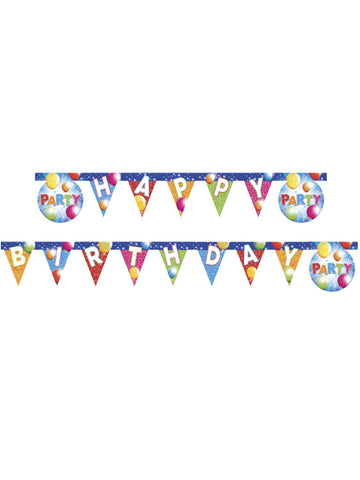 Ghirlandă de petrecere fabuloasă de 2 m cu fanioane și textură „La mulți ani”