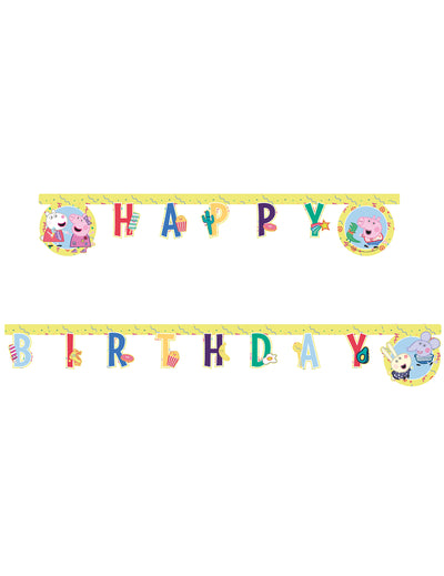 Mise en situation de fête de la Guirlande Happy Birthday Peppa Pig