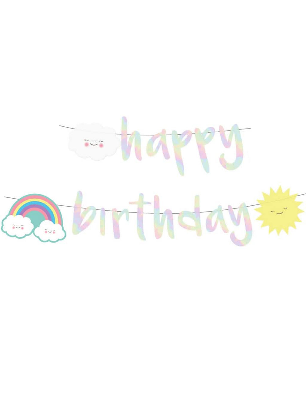 Ghirlandă happy birthday nor iridescent din carton