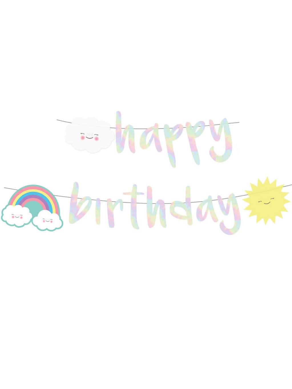 Ghirlandă happy birthday nor iridescent din carton