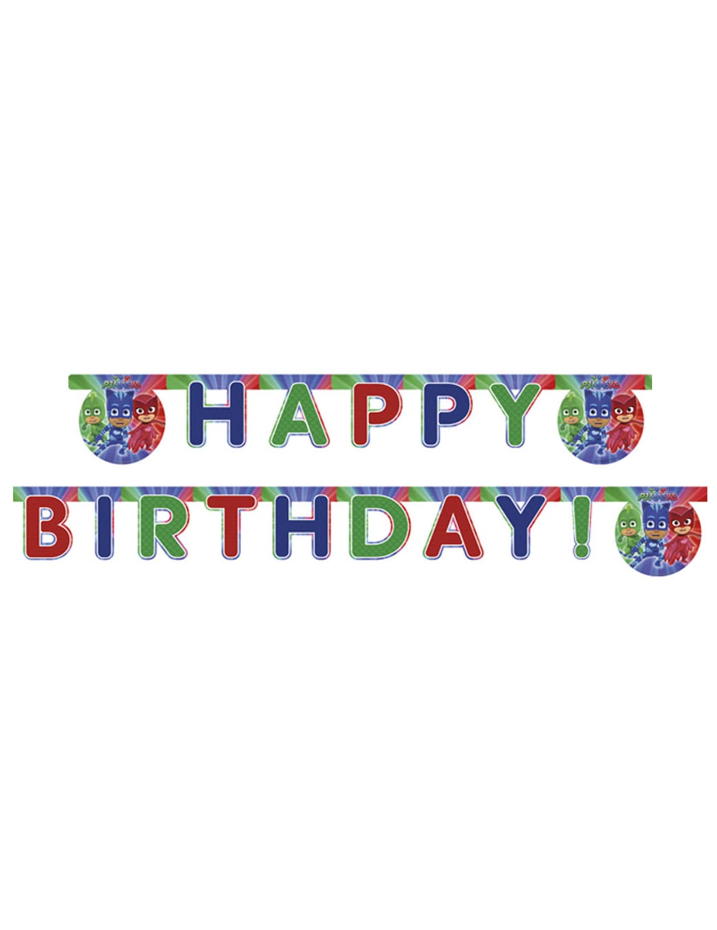 Guirlande Happy Birthday Pyjamasques pour enfant multicolore