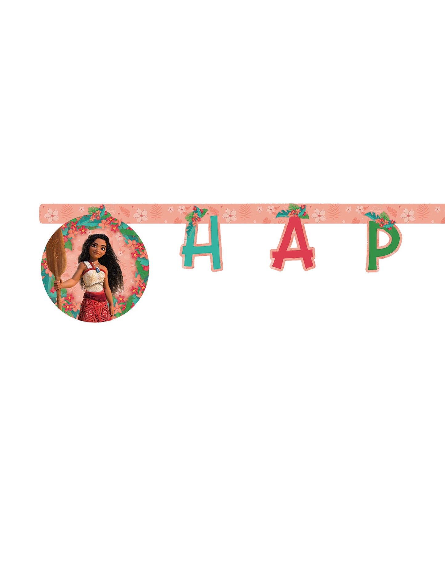 Détail du personnage Vaiana de la guirlande Happy Birthday Vaiana 2