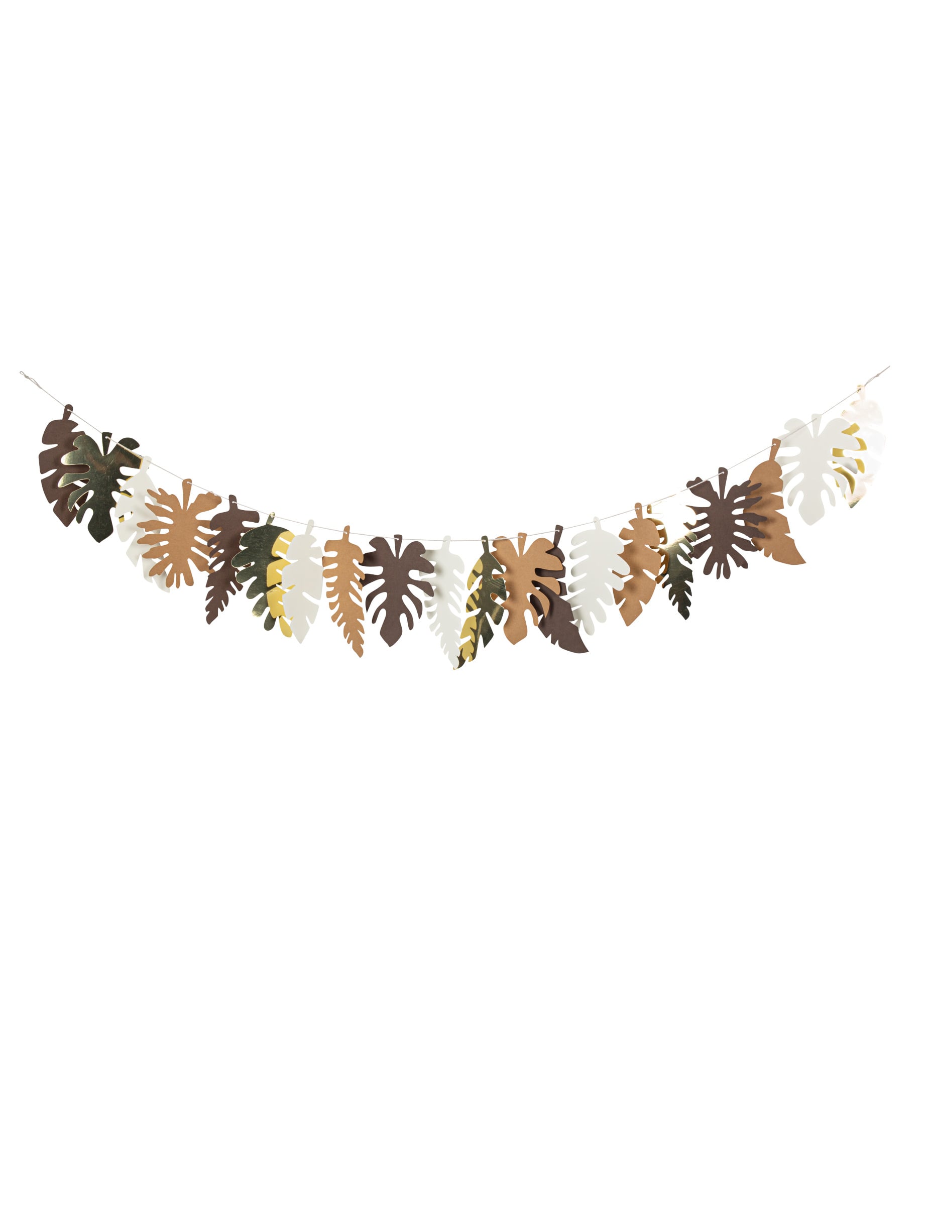 Guirlande feuilles tropicales pour décoration exotique chocolat kraft ivoire doré