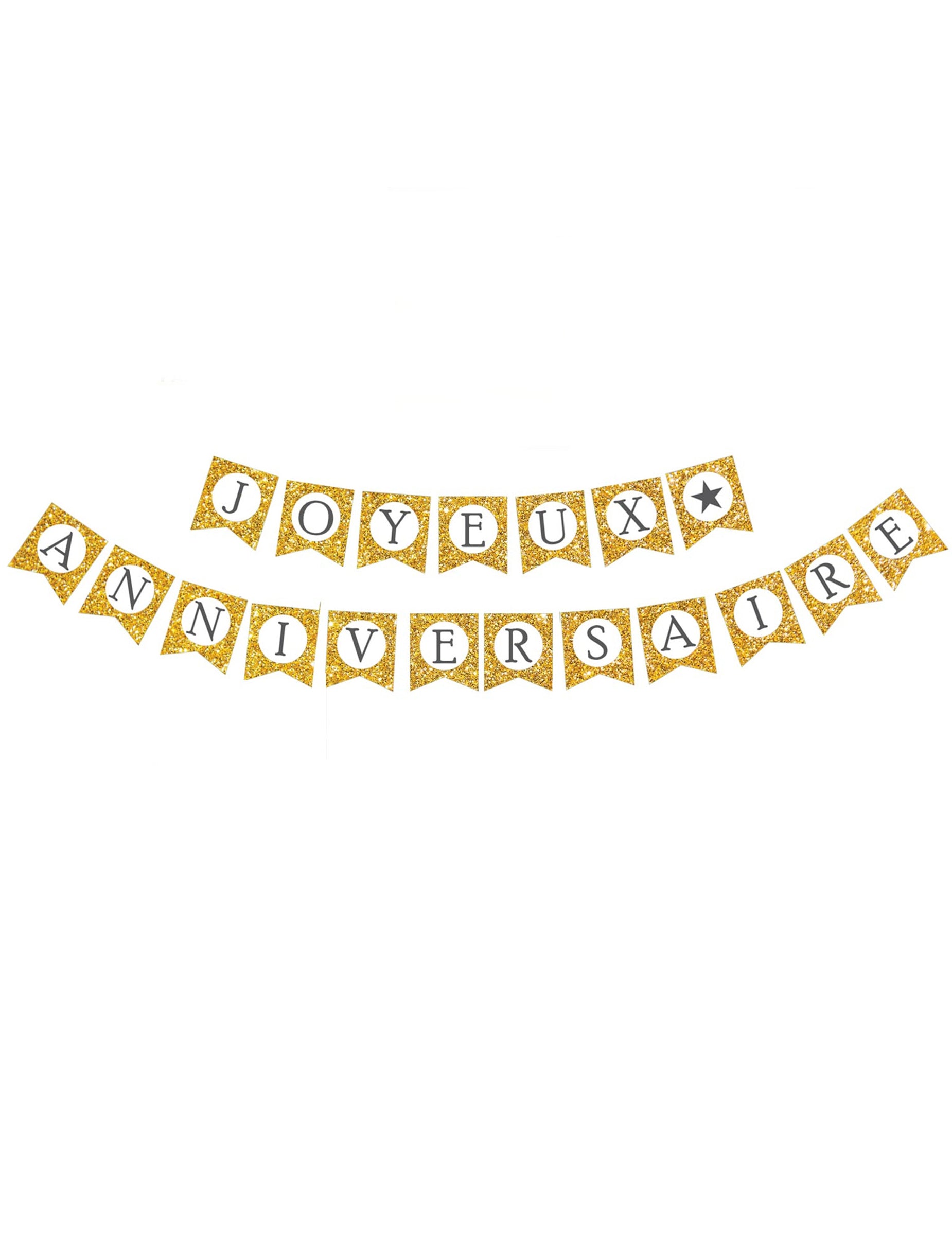 Guirlande Joyeux Anniversaire pour décoration de fête or pailletée