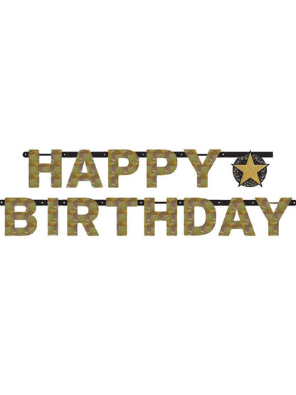 Guirlande lettres Happy Birthday Célébration Étincelante pour fête en carton doré