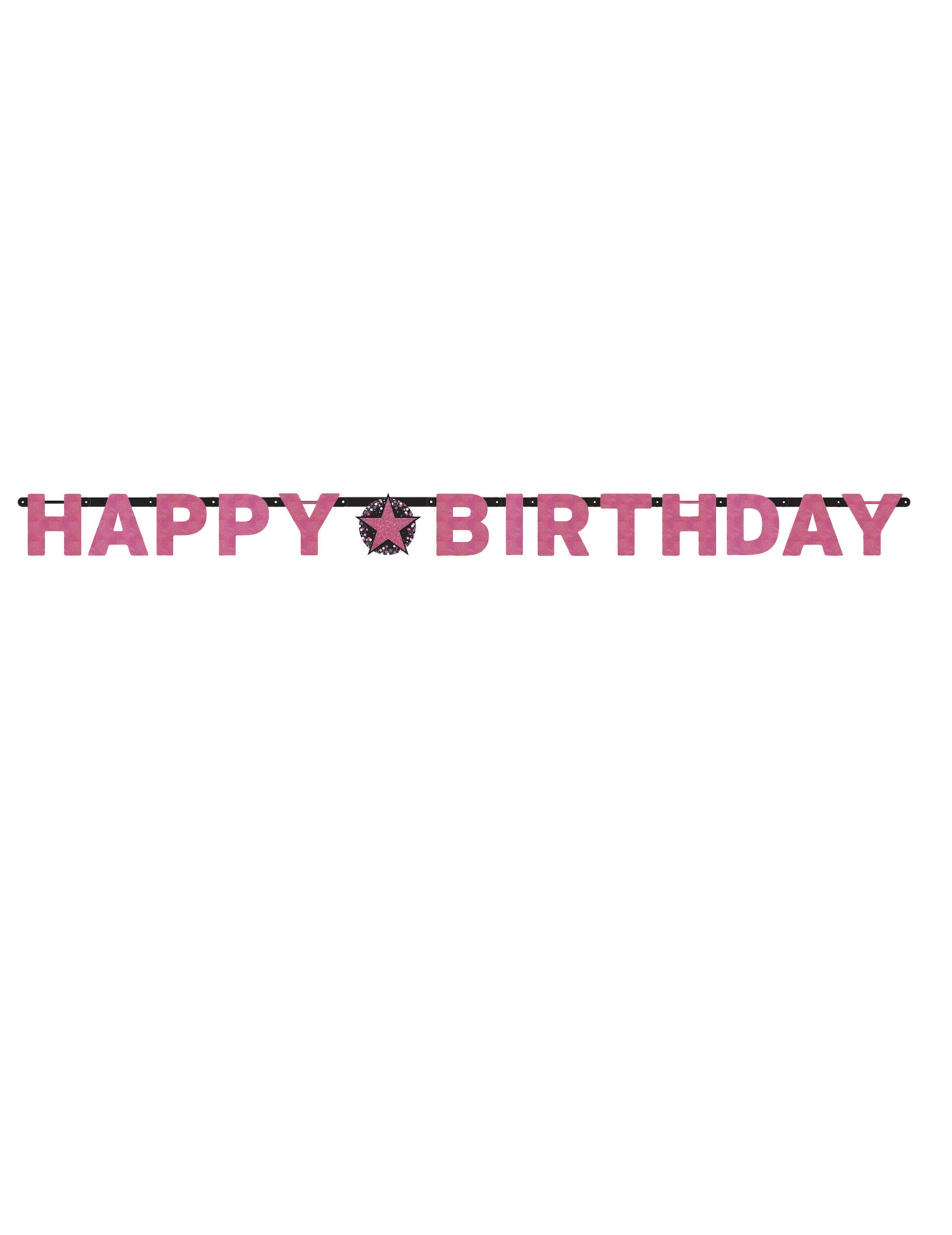 Guirlande happy birthday célébration pétillante rose en carton