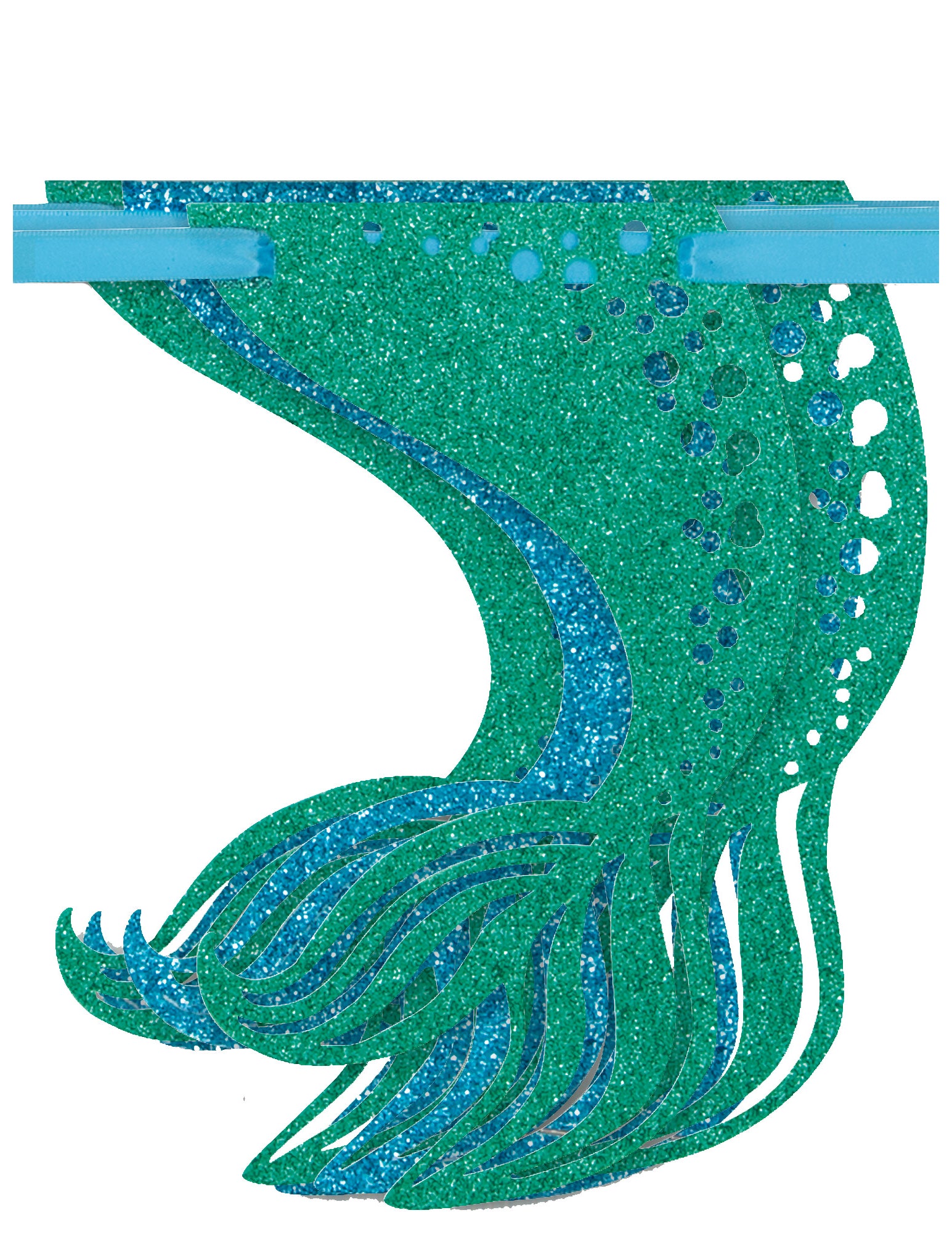 Guirlande pailletée jolie sirène pour décoration anniversaire verte et bleue